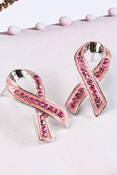 Pink Ribbon Glam Earrings