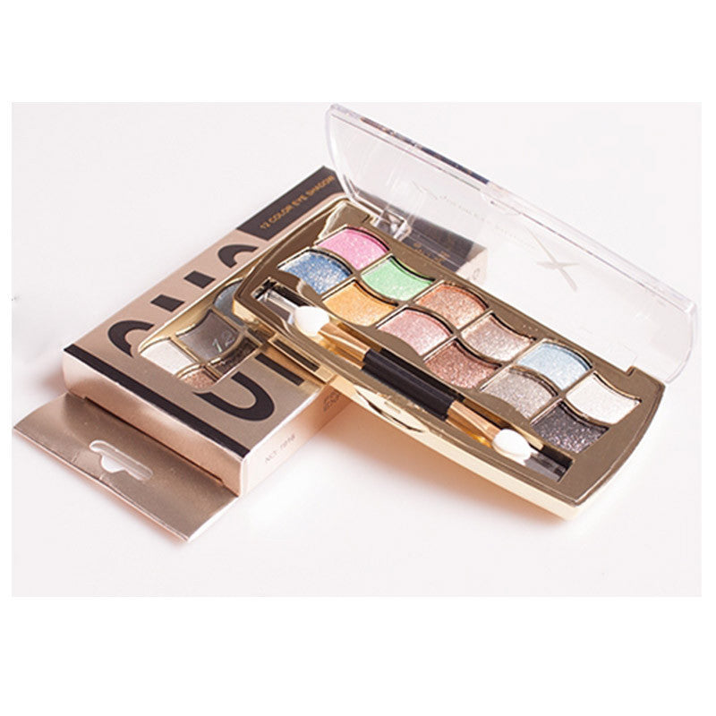 [BIG SALE] Naked Glittery 12 Color Eyeshadow Palette with Brush