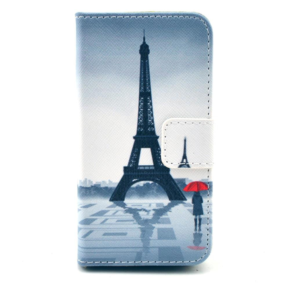 Leather Flip Case Stand Cover For iphone 5c With Card Holder (Eiffel Tower)