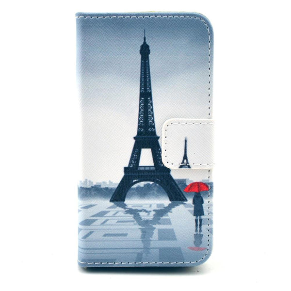 Leather Flip Case Stand Cover For iphone 5c With Card Holder (Eiffel Tower)