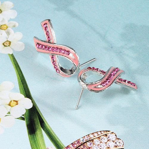 Pink Ribbon Glam Earrings