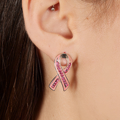 Pink Ribbon Glam Earrings