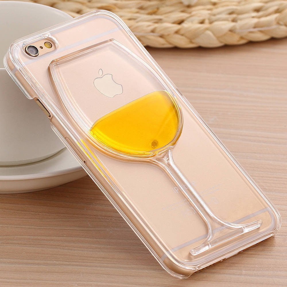 Capa Liquid Wine Glass Case For Apple iPhone 5 5S (Cute Yellow)