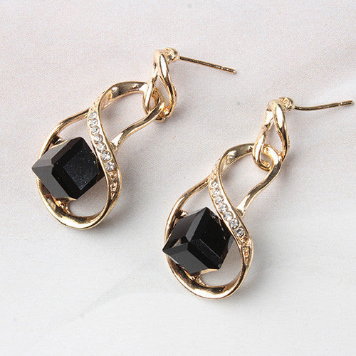 Square Gem Swirl Earrings