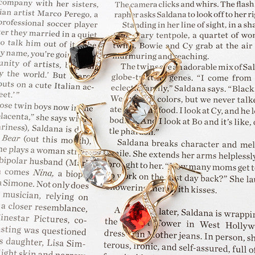 Square Gem Swirl Earrings