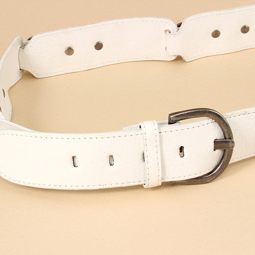 Multi Buckle White Belt