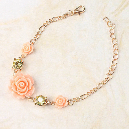 Rose Bracelet with Rhinestones