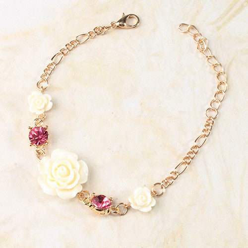 Rose Bracelet with Rhinestones