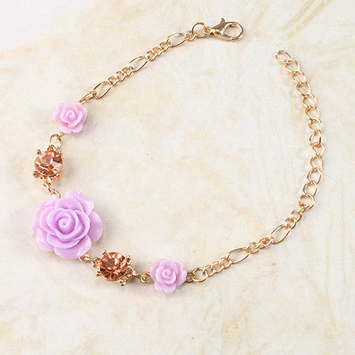 Rose Bracelet with Rhinestones