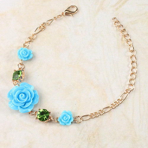 Rose Bracelet with Rhinestones