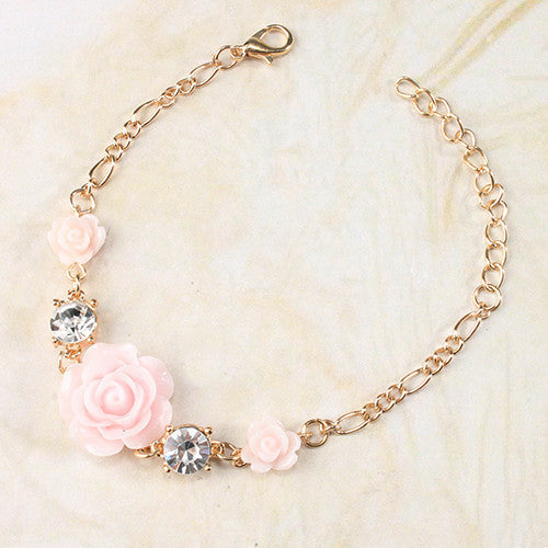 Rose Bracelet with Rhinestones