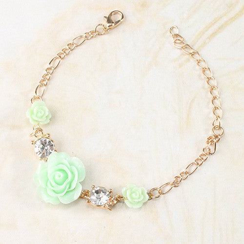 Rose Bracelet with Rhinestones
