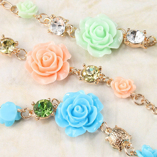 Rose Bracelet with Rhinestones
