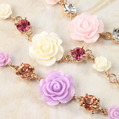 Rose Bracelet with Rhinestones