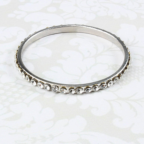 Thin Silver Rhinestone Bracelet