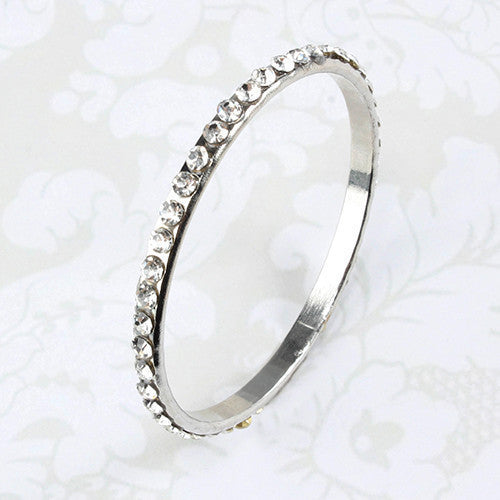 Thin Silver Rhinestone Bracelet