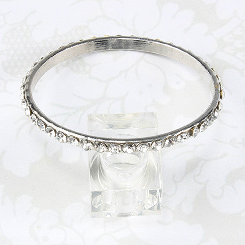 Thin Silver Rhinestone Bracelet