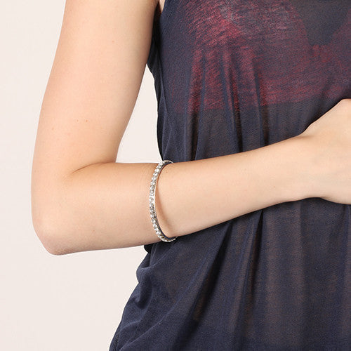 Thin Silver Rhinestone Bracelet