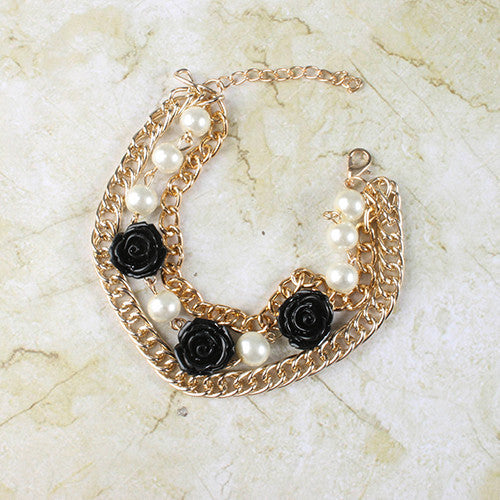 Rose & Pearls Chain Bracelet