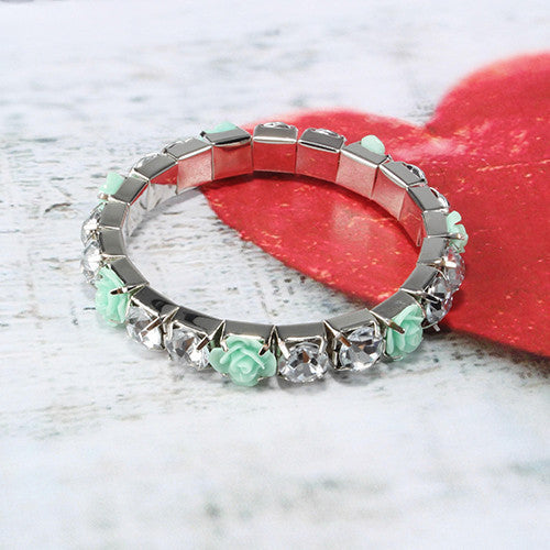 Rose & Gem Stretch Bracelet