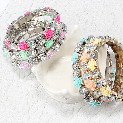 Rose & Gem Stretch Bracelet