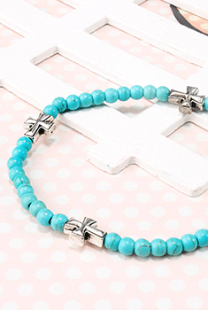 Turquoise bead & Cross Bracelet