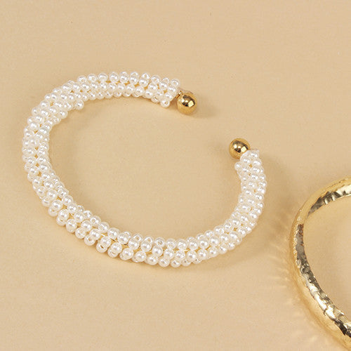 Pearl & Metal Bangle Set