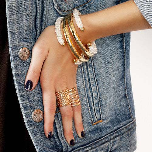 Pearl & Metal Bangle Set