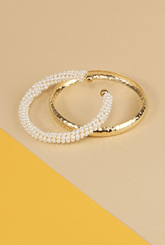 Pearl & Metal Bangle Set