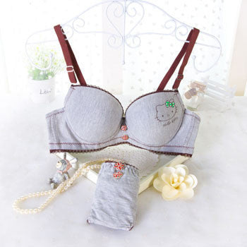 Young Girls Kitty Print Lace Bra