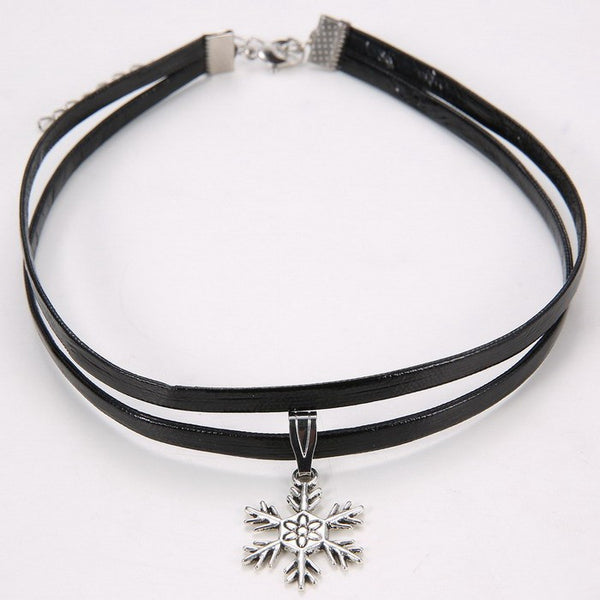 Double Layer Black Imitation Leather Choker