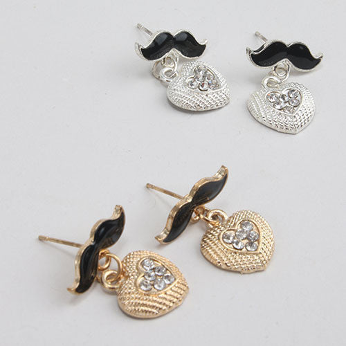 Mustache & Heart Earring