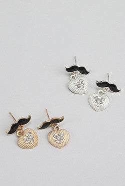 Mustache & Heart Earring