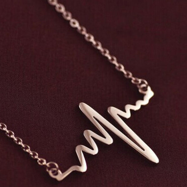 Trendy Gold/SIlver Plated Heartbeat Necklace