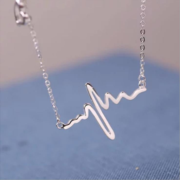 Trendy Gold/SIlver Plated Heartbeat Necklace