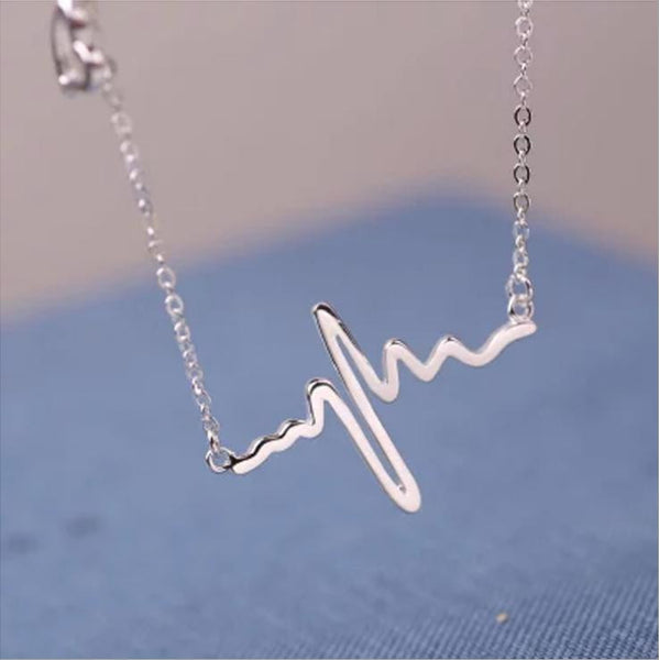Trendy Gold/SIlver Plated Heartbeat Necklace