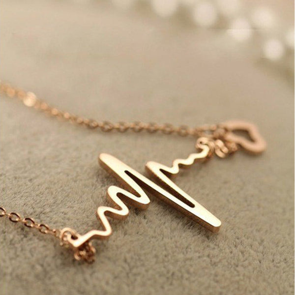 Trendy Gold/SIlver Plated Heartbeat Necklace