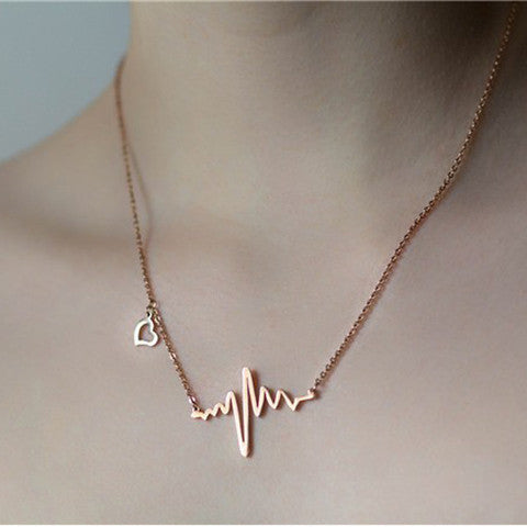Trendy Gold/SIlver Plated Heartbeat Necklace