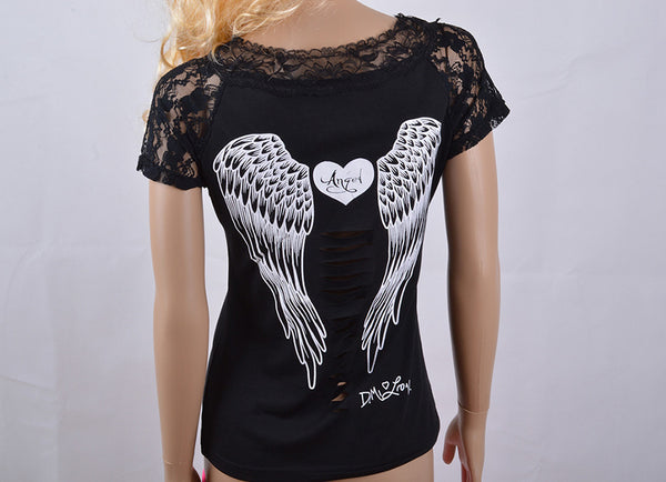 Back Hollow Angel Wings T-shirt