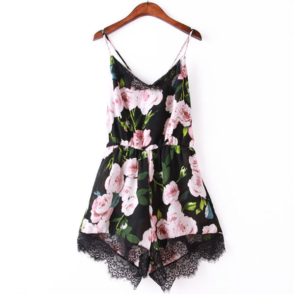 V-Neck-Floral-Playsuit