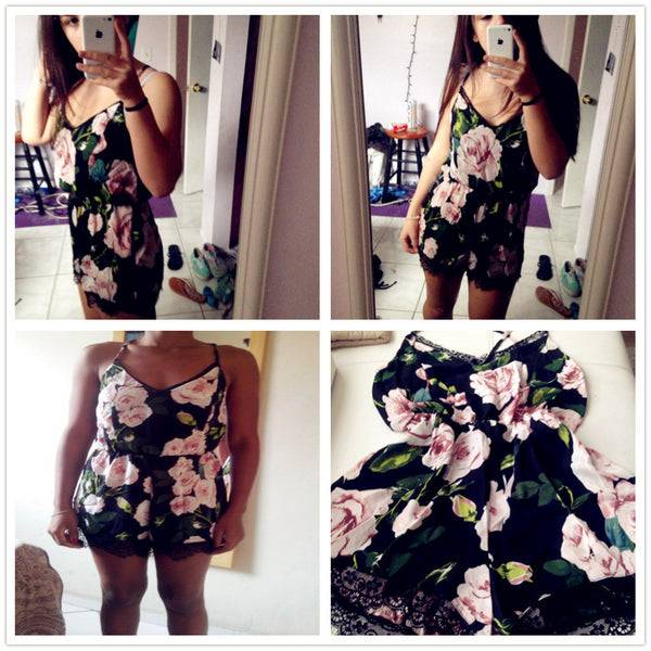 V-Neck-Floral-Playsuit