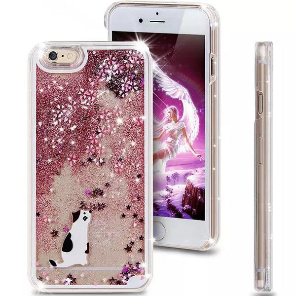 Liquid Glitter Phone Case for Iphone 5 5S (White Kitty)