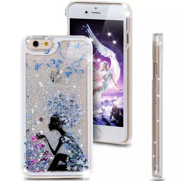 Liquid Glitter Phone Case for Iphone 5 5S (Lady in Blue)