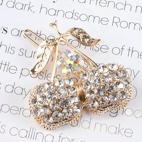 Cherry Crystal Barrette