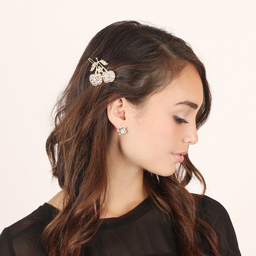 Cherry Crystal Barrette