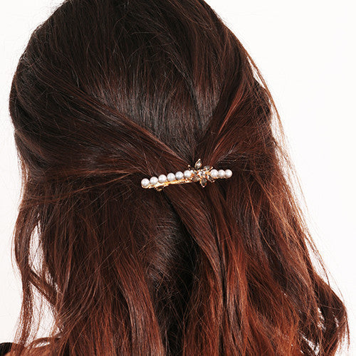 Pearl & Flower Barrette