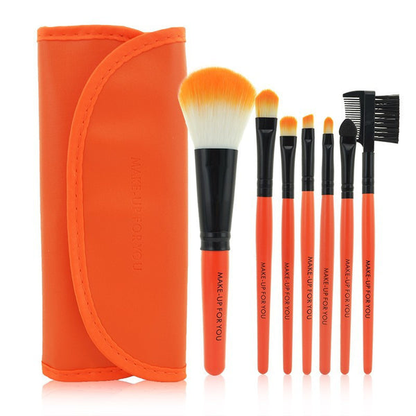 Professional 7 pcs Makeup Brush Set (Orange)