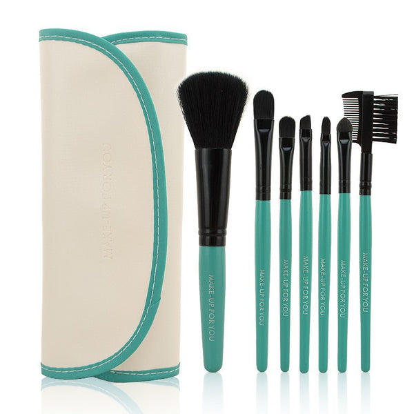 Professional 7 Piece Makeup Brush Set (Aqua)