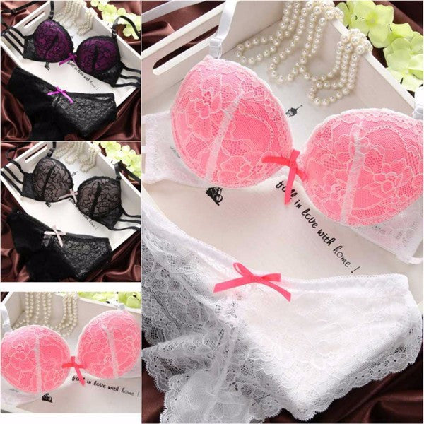 Sexy Womens Set Lace Lingerie, Underwear, Push-Up Padded Bra