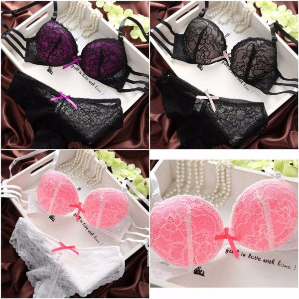 Sexy Womens Set Lace Lingerie, Underwear, Push-Up Padded Bra